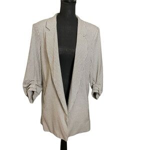 Rachel Zoe Light Beige Blazer with Open Front and Three-Quarter Sleeves